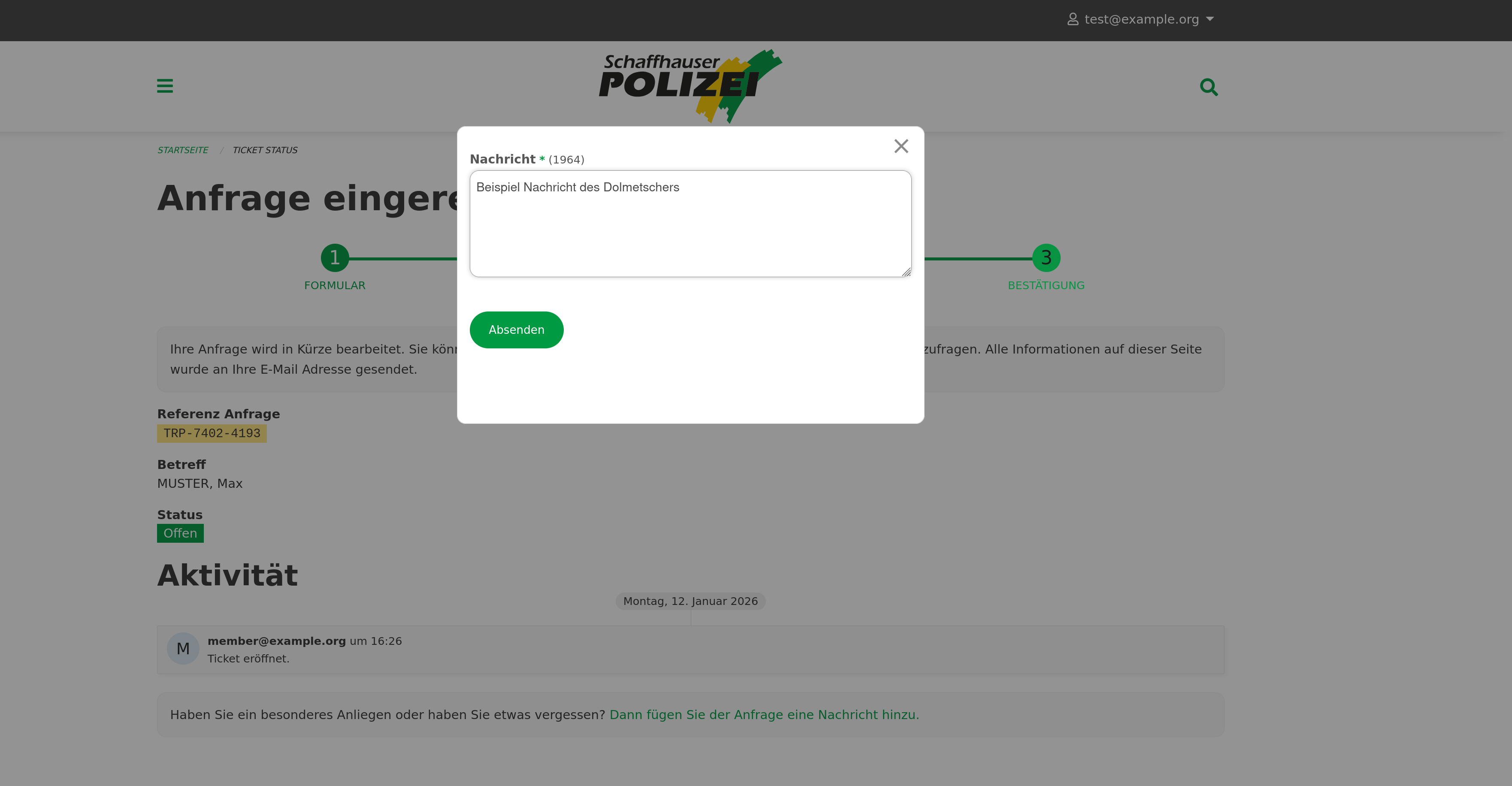 Nachricht von Dolmetschenden